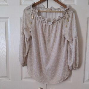 like new Michael Kors Cream Patterned Blouse size medium